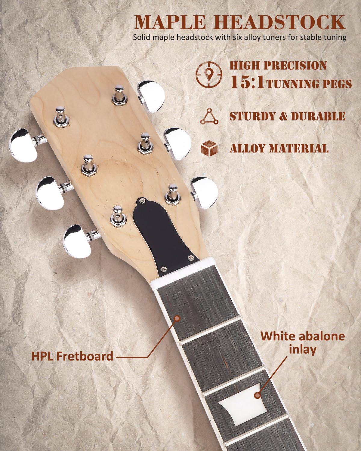 STRICH SLP-D30 DIY Kit de guitarra eléctrica, cuerpo estilo LP sin terminar, configuración de pastilla HH