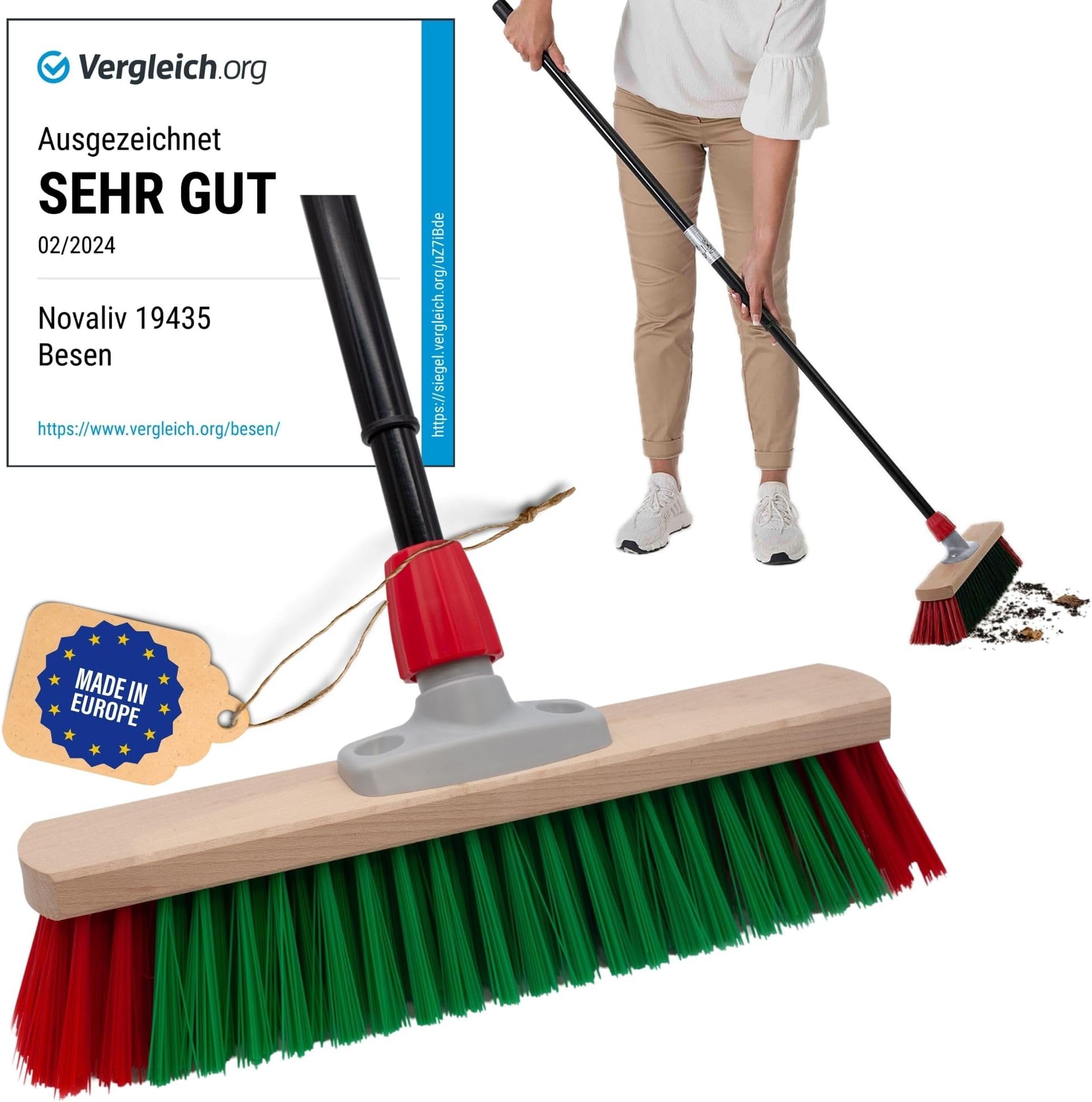 Krallenbesen Mit Teleskopstiel 30cm - Gartenbesen Mit Gebogenen Borsten