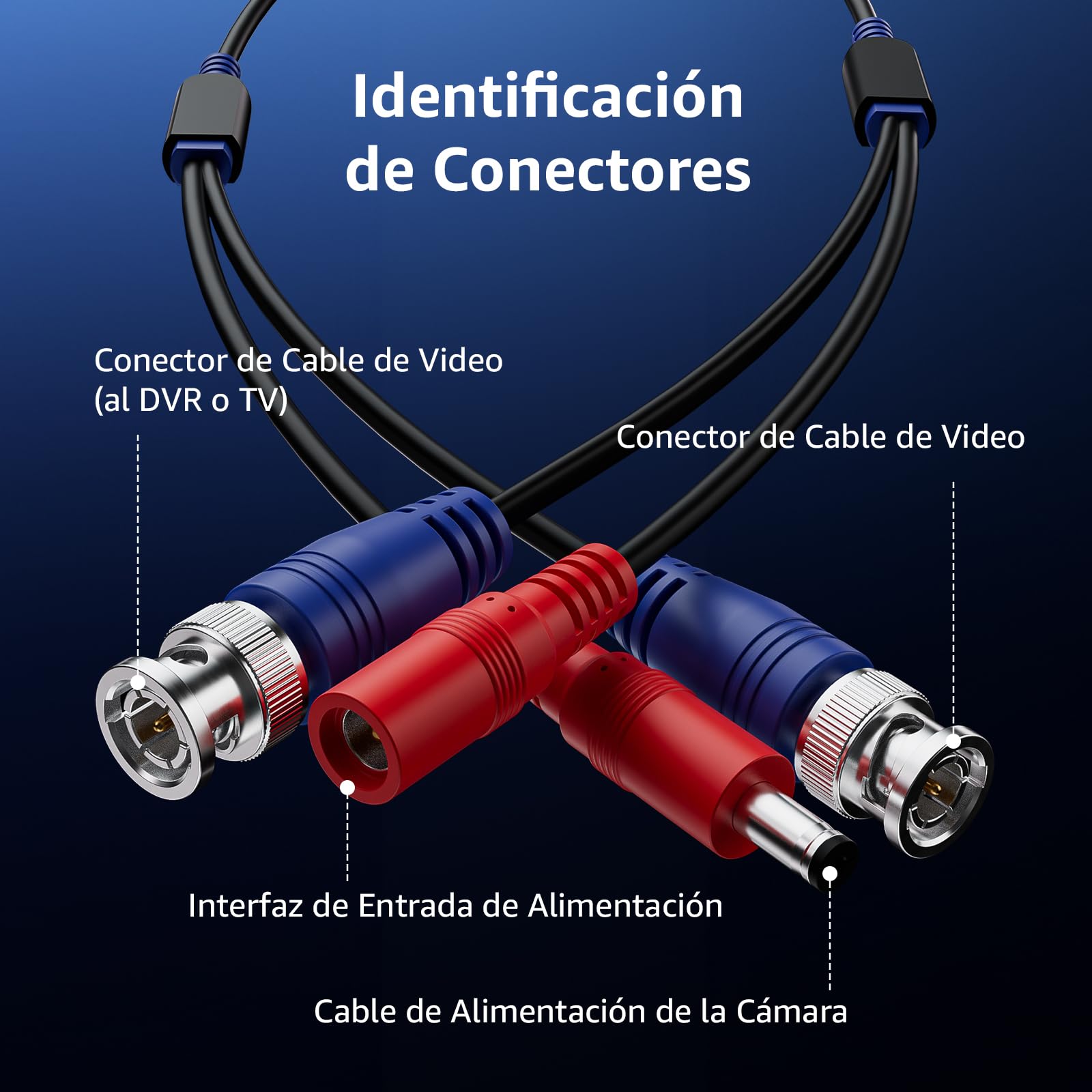 ANNKE 30m / 100ft Cable de Video DC Power HD/AHD/TVI Premade All-in-One BNC Video 4pcs para cámara CCTV DVR Sistema de Seguridad Grabadora de vigilancia, Blanco