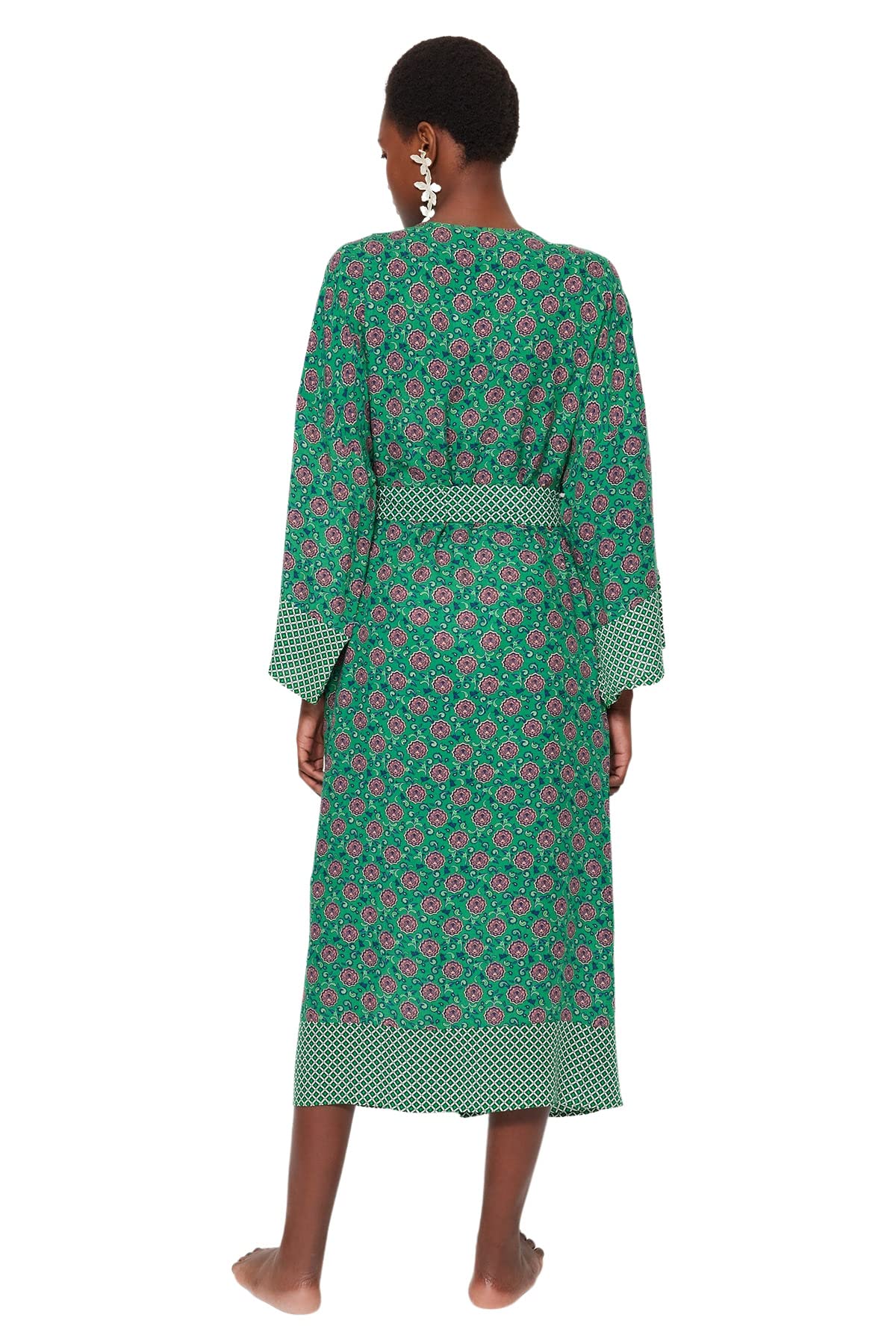 Trendyol Kaftan kimono z kwiatowym wzorem Kobiety Kaftan kimono z kwiatowym wzorem