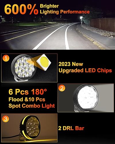 Miniatura 3 de Cápsula de luz LED blanca para todo terreno, combo de inundación puntual de 5 pulgadas, 34,000 lm con disparador lateral, 3 modos de luces