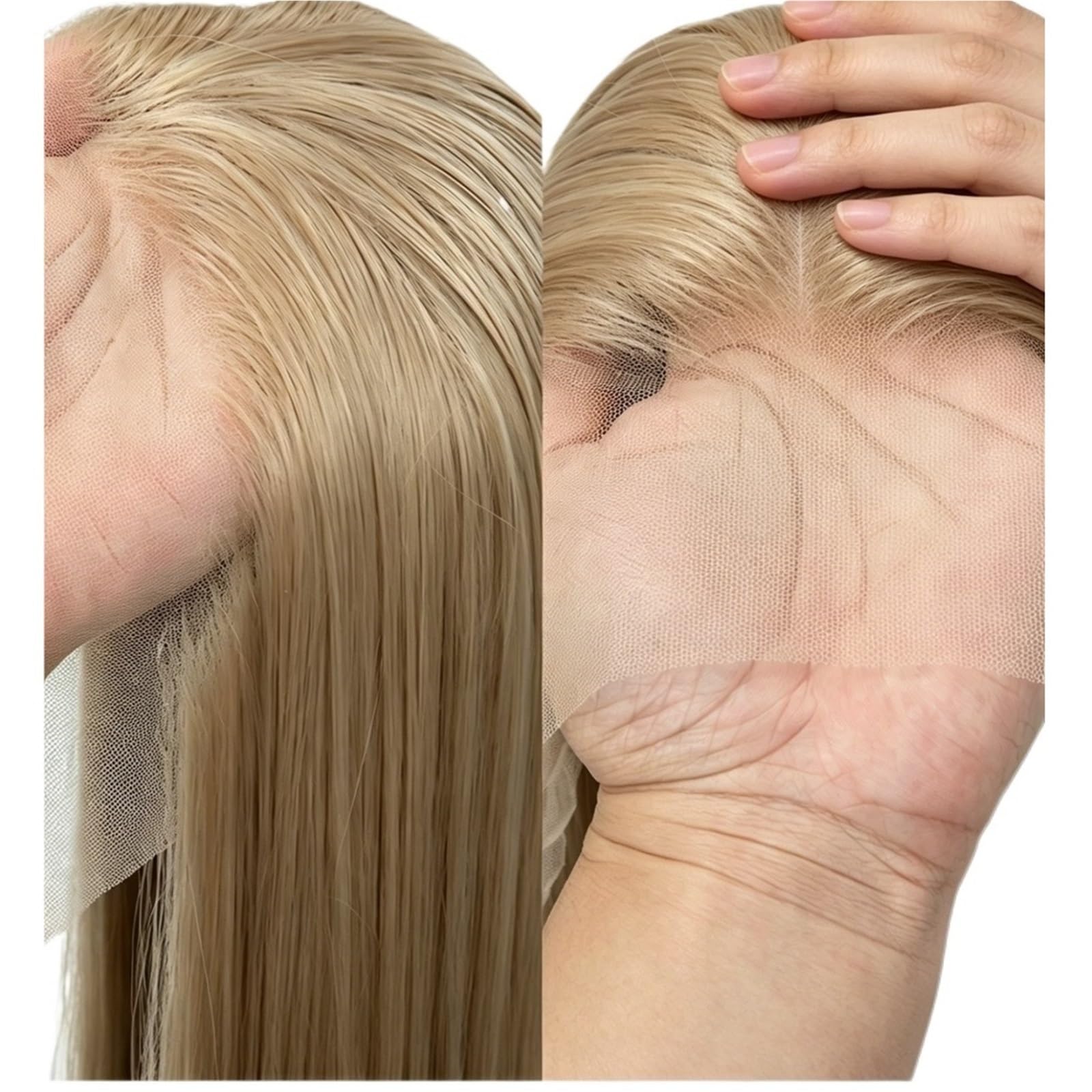 Parrucca Capelli Lisci di Media Lunghezza, Copricapo Completo in Colore Misto Oro Chiaro, Parrucca da Donna
