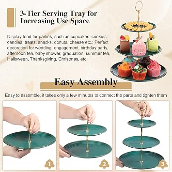 TsunNee 2-Pack 3-Tier Cake Stand Cupcake Holder, Dessert Plates Cakes Fruit Cookie Candy Display Tower Serving Platter, Pastry Tiered Serving Tray for Chiristmas Wedding Birthday Tea Party
