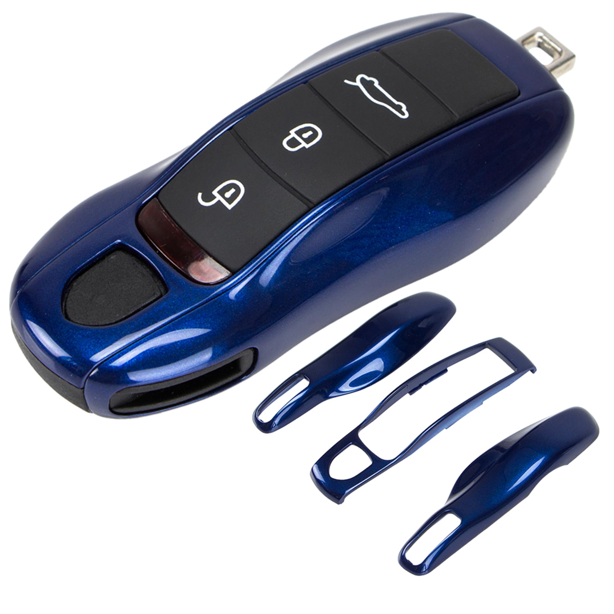 AeroBon3-Piece Painted Key Cover Key Fob Shell Compatible with Porsche Key Shell Replacement (MK1, Gentian Blue)