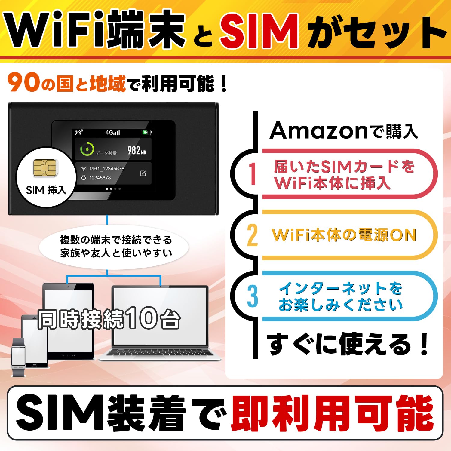 Amazon.co.jp: 【SIM付き】ポケットWiFi 7GB/月×365日＋初月分