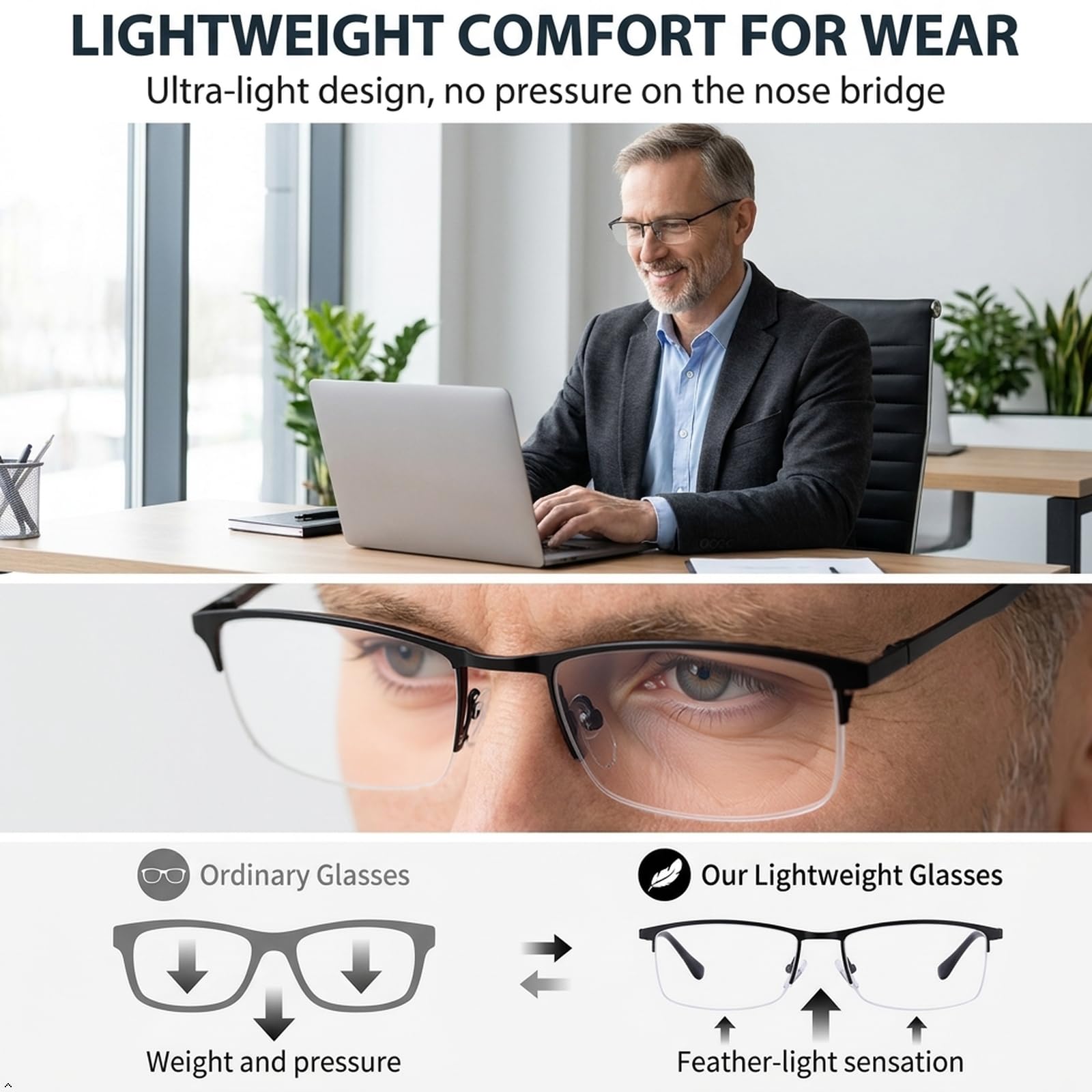 Eyekepper 4-Stuecke Qualitaet Federscharniere Halb-Kante Lesebrille, umfassen Computer Leser +2.5