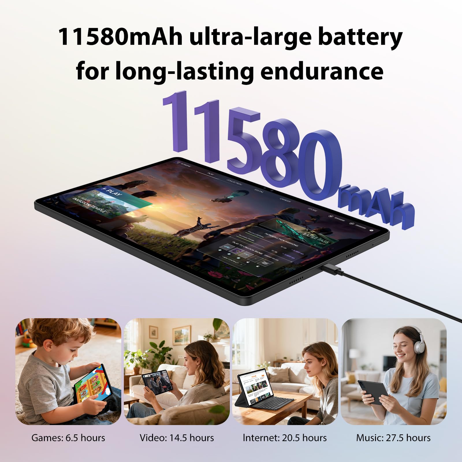 RUSHAR Tablet 13 Pollici Android 15 con 36GB RAM+512GB ROM(TF 2TB), 4G LTE/SIM & 5G WiFi, INCEL 3K HD, 11580mAh/Octa Core/Gemini AI/13MP+8MP/90H/18W/GPS/Widevine L1/BT5.0, Tablet con Tastiera, Nero