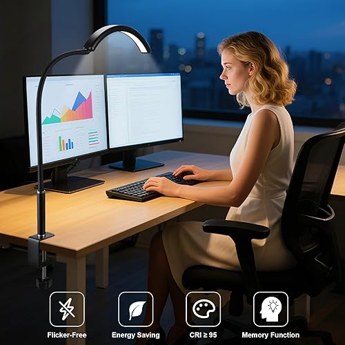Miniatura 4 de Lámpara de escritorio profesional de media luna para técnicos de uñas y artistas, lámpara LED de cuello de cisne flexible con diseño de cuidado de