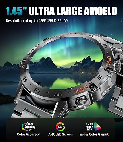 Miniatura 2 de Military Smart Watch for Men(AnswerDial Calls),1.45'' AMOLED100 Sports Modes, 5ATM Waterproof Fitness Watch with Heart RateSpO2Sleep Tracker for