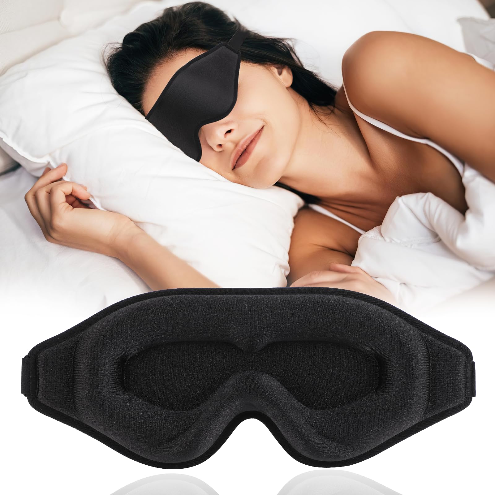 3D Schlafmaske für Frauen und Herren - Lichtblockierend, Atmungsaktiv, Ergonomisches Design, ideal für Reisen und Entspa