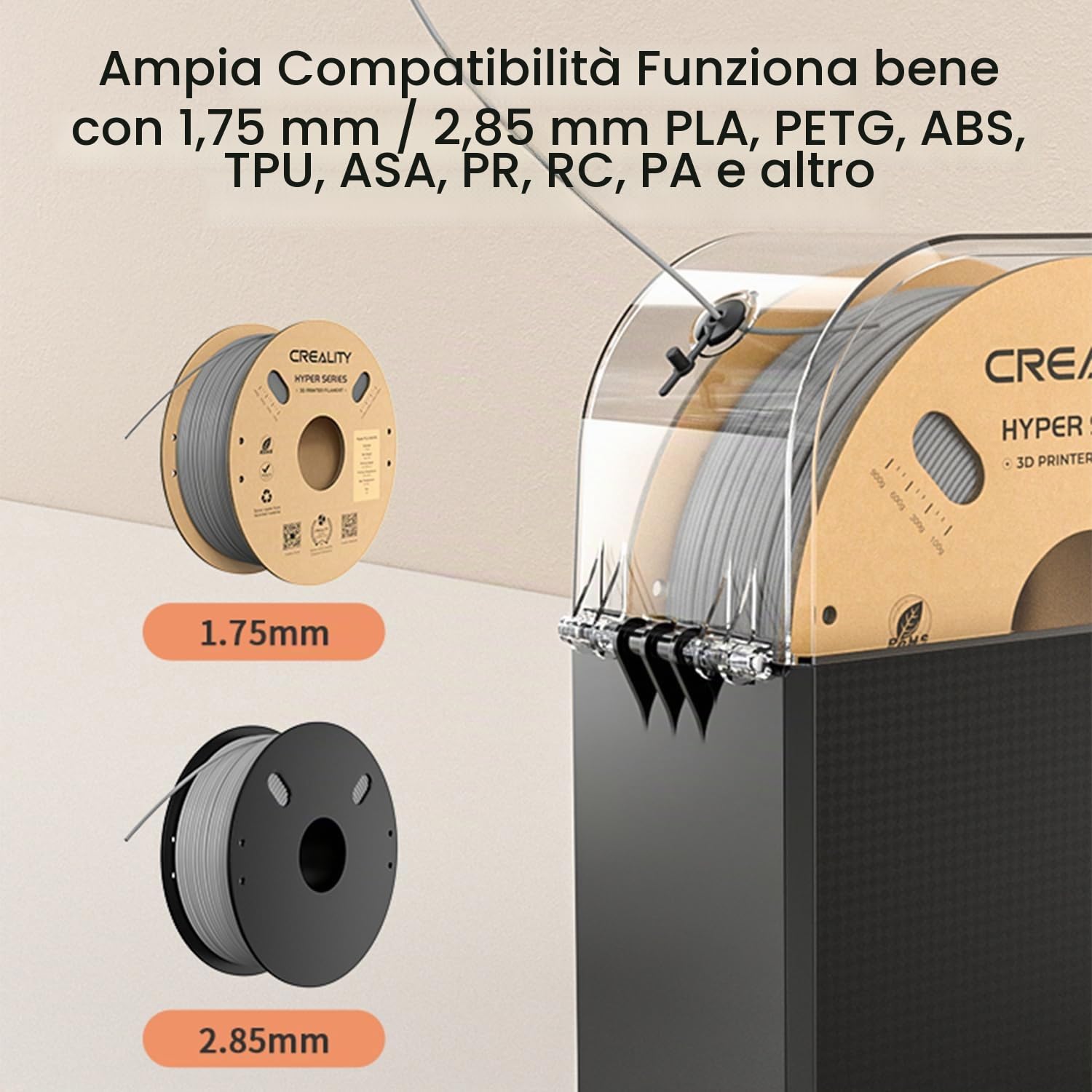Scatola per l'asciugatura dei Filamenti, Disidratatore di Filamenti per Stampanti 3D Creality con Ventola, Scatola Asciutta per Mantenere il Filamento Asciutto Durante la Stampa 3D