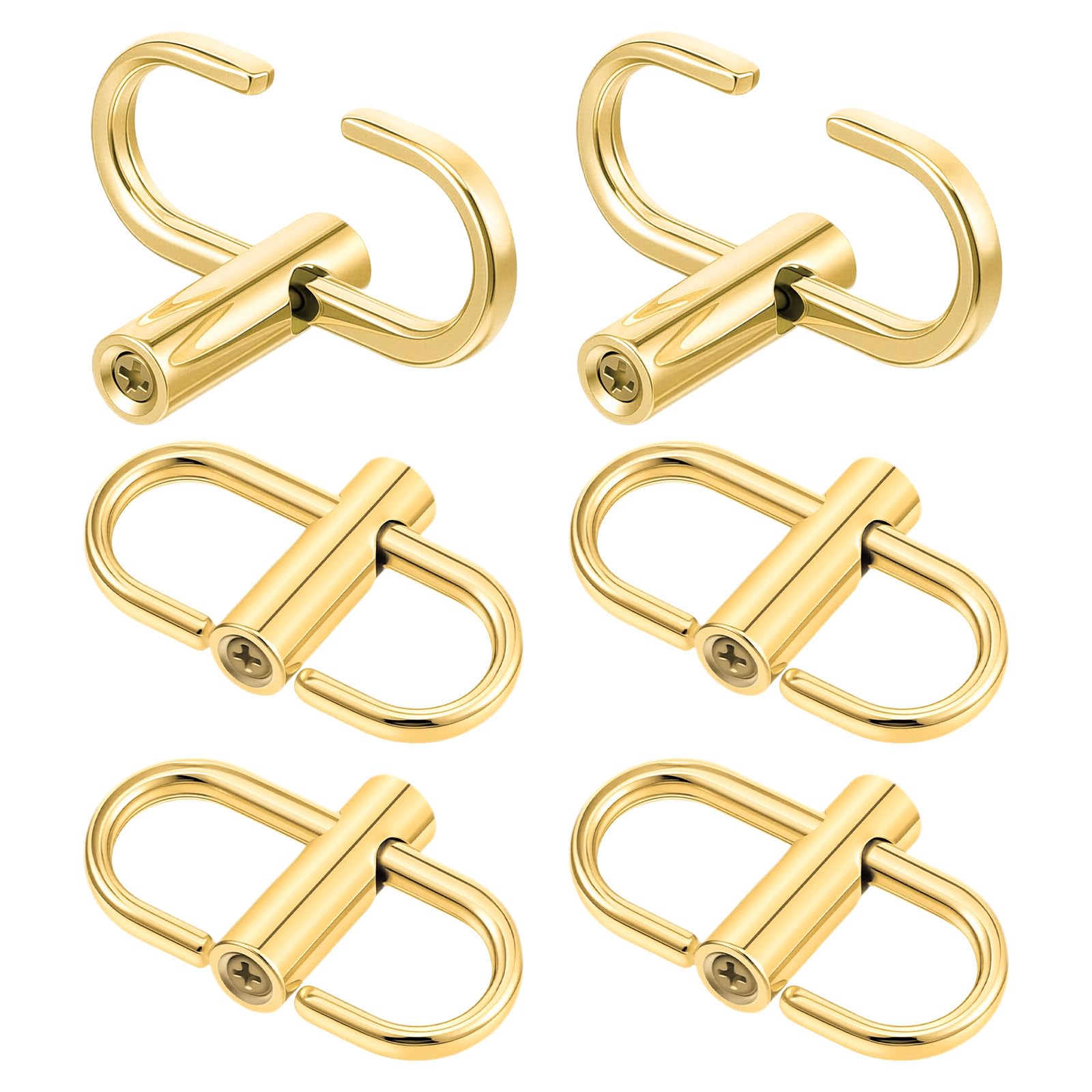 Xindojuz 6 PCS Adjustable Chain Strap Shortener, 360 Rotatable Necklace Shortener Clasp, Alloy Gold Chain Straps Adjuster for Purse Necklace Handbag Bag Strap Clip Buckle (2.2×1.3 cm)-image-43