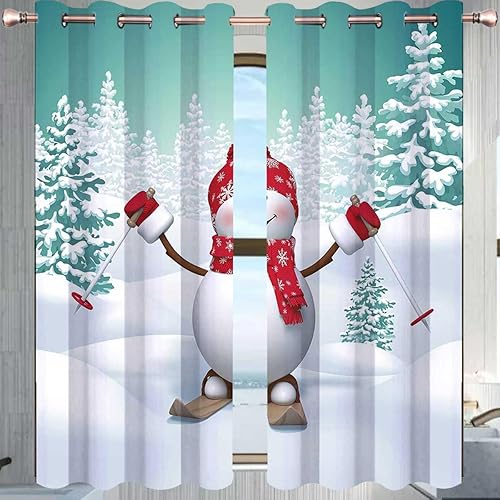 Cortinas navideñas para sala elegantes modernas, con ojales en la parte superior, decoración de puerta, privacidad, comedor, 55 pulgadas de ancho