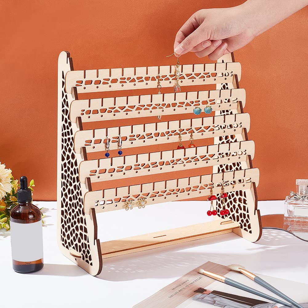 Espositore Per Orecchini In Legno A 4 Livelli - Vetrina Rimovibile Per Gioielli | 30x40 Cm - Foto 8