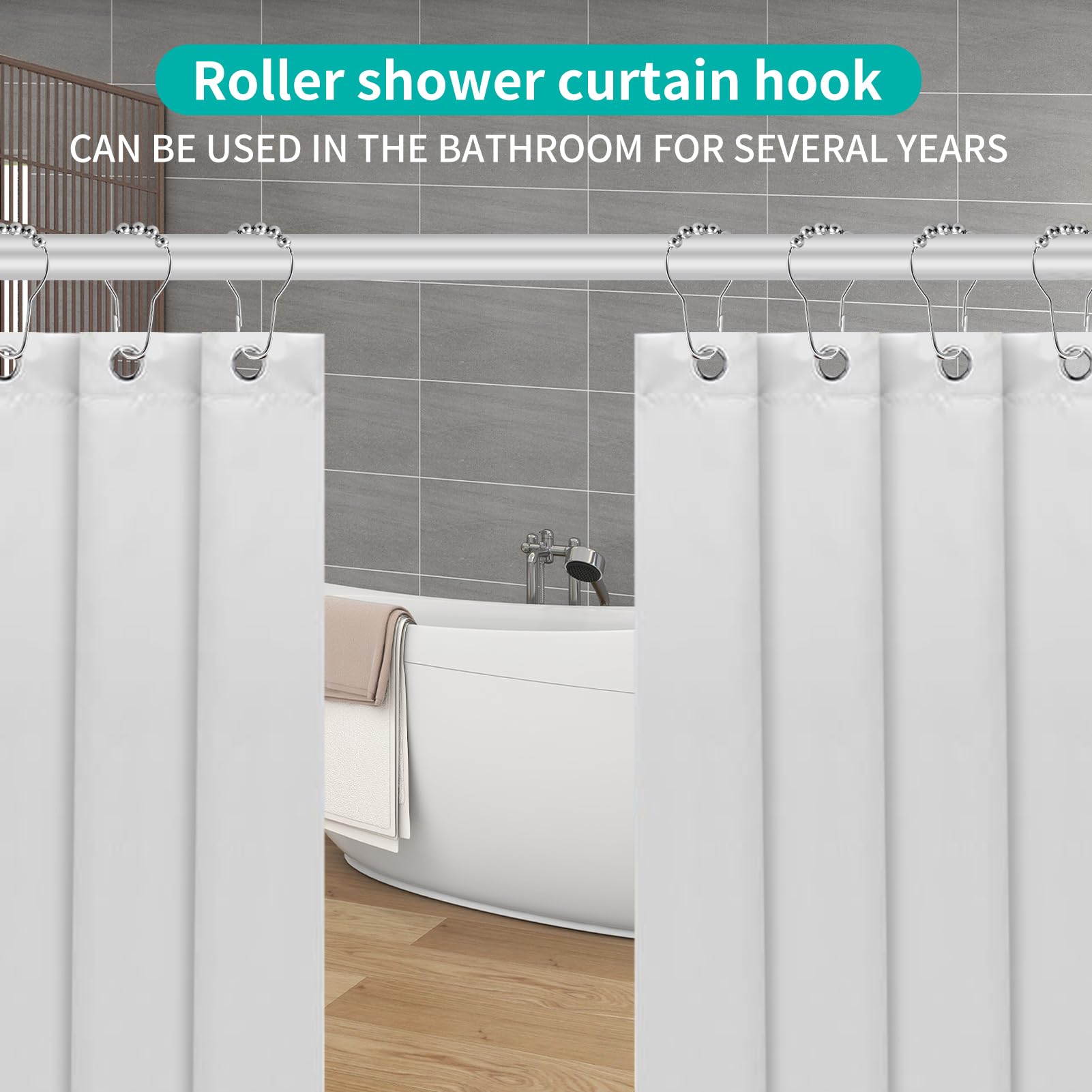 Lot de 12 crochets de rideau de douche en acier inoxydable résistant à la rouille pour une glisse fluide sur les tringles à rideau de douche