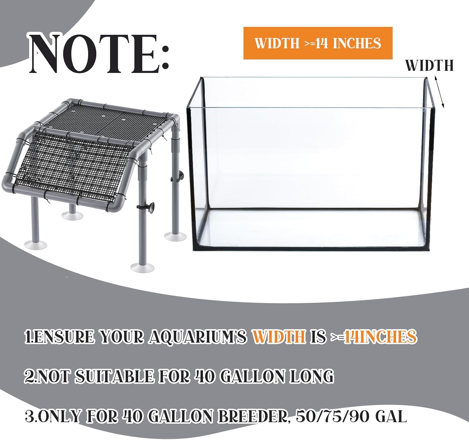 Geelin 13" Wider Turtle Basking Platform, Extra Large Standing Turtle Basking Platform, DIY Resting Area for Aquarium Tank, PVC Pipes and Eggcrate Suction Cups