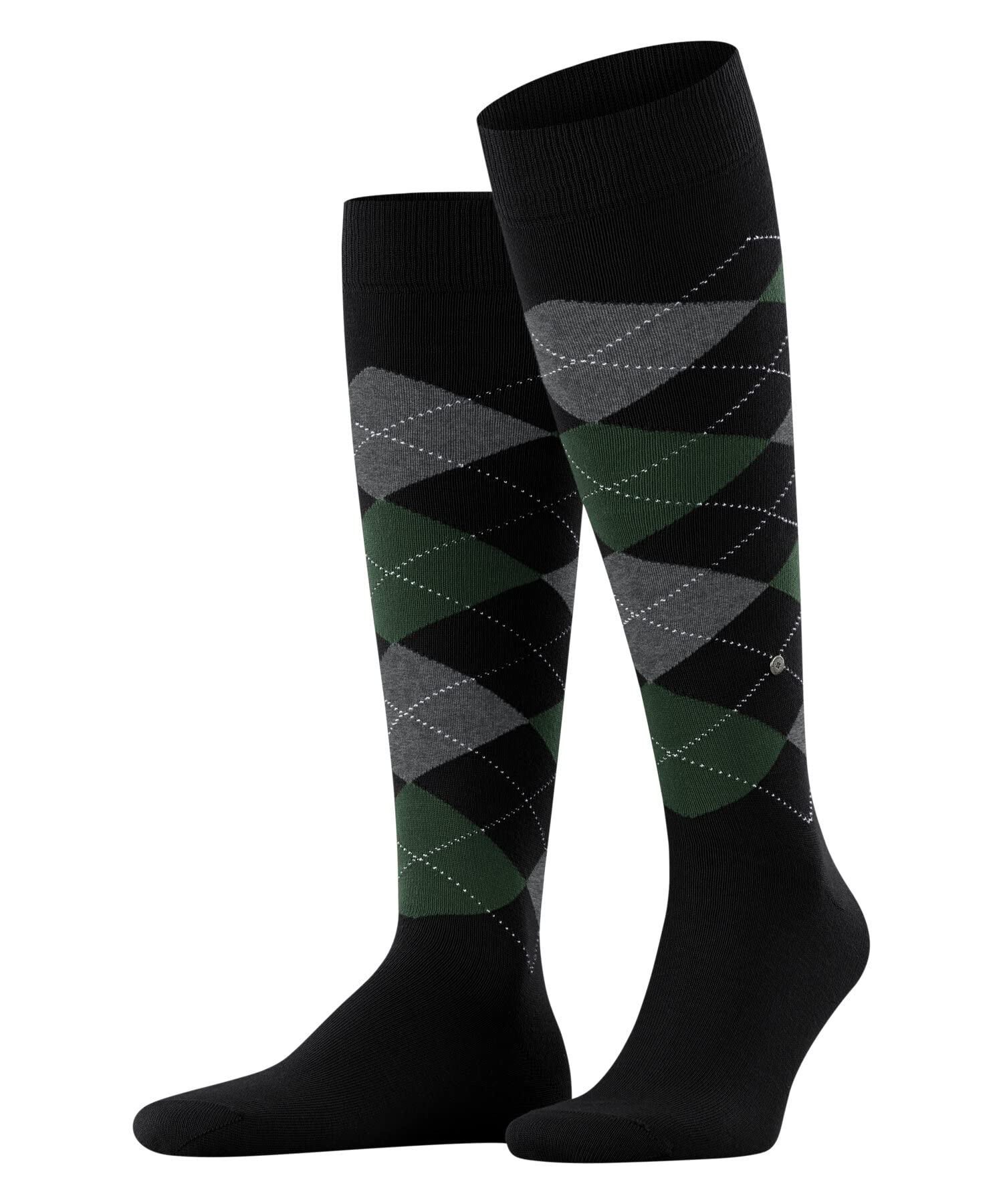 Burlington Mężczyźni Podkolanówki King M Kh Bawełna długie z wzorem 1 Para, Czarny Black 3004, 40-46