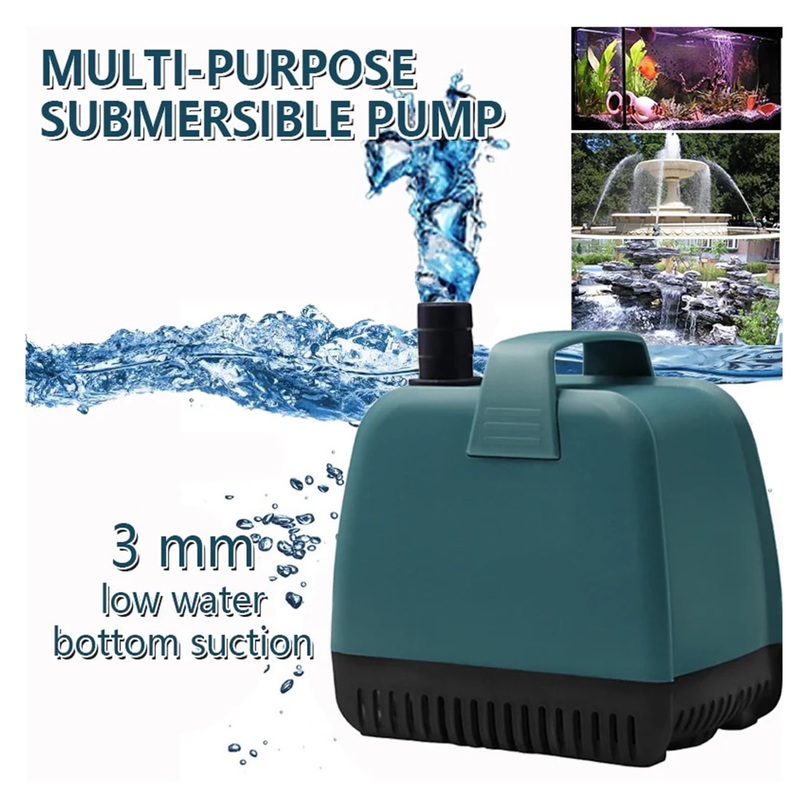 Bomba sumergible pequeña ajustable Bomba sumergible silenciosa de bajo consumo for acuario, filtro agua circulante, bombas multifunción peces.(55W)