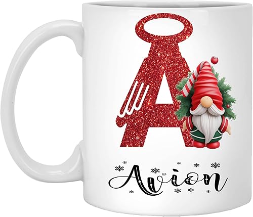 Personalized Gnome Mug Name Avion Custom Name Christmas Mugs, Custom Coffee Mugs, Your Text Name Personalized Mug, Custom Gift for Year Christmas