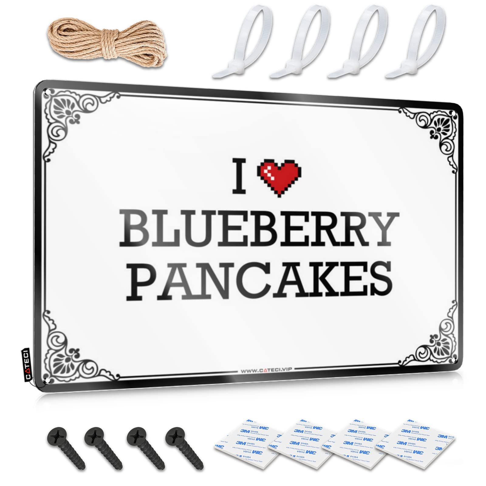 Fzfn Colour Funky, Vintage Poster Restaurant Nice I Love Blueberry Pancakes | Rustic Western Wall Art(30X40cm)