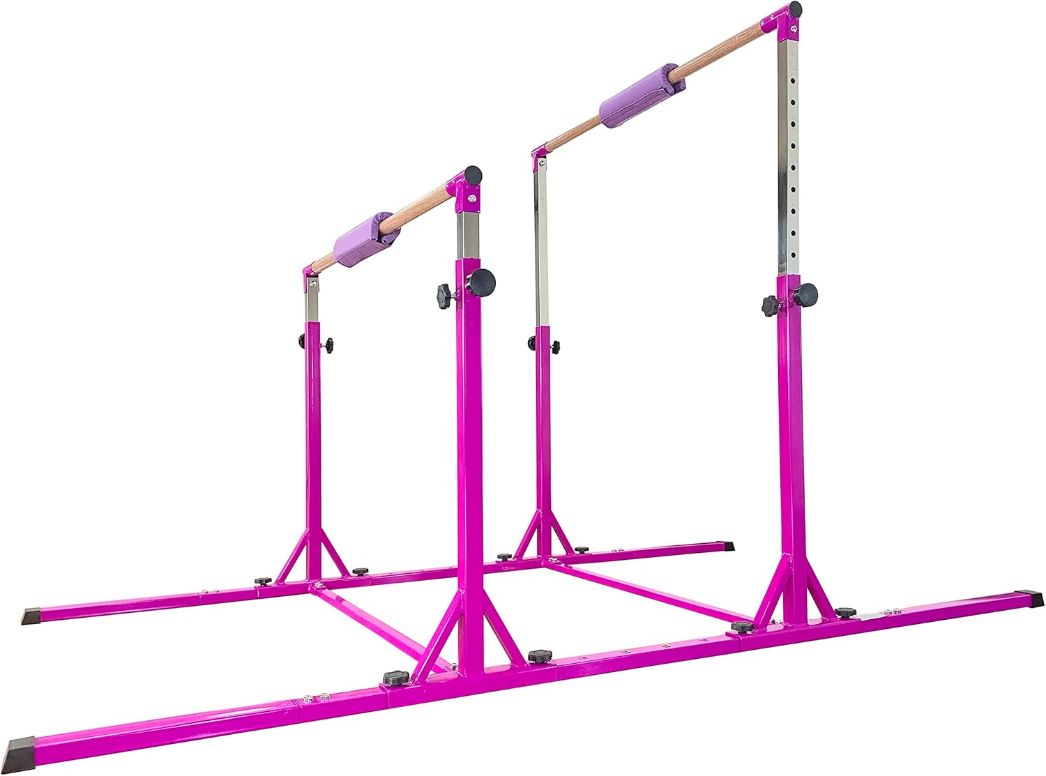 Gymnastics Double Horizontal Bars 3Play Parallel Bars Uneven Bars Gymnastics Training Kip Bar with 304 Stainless Steel Regulating Arms & Fiberglass Rail for Indoor Outdoor Home Club Use Parallel Bar Purple