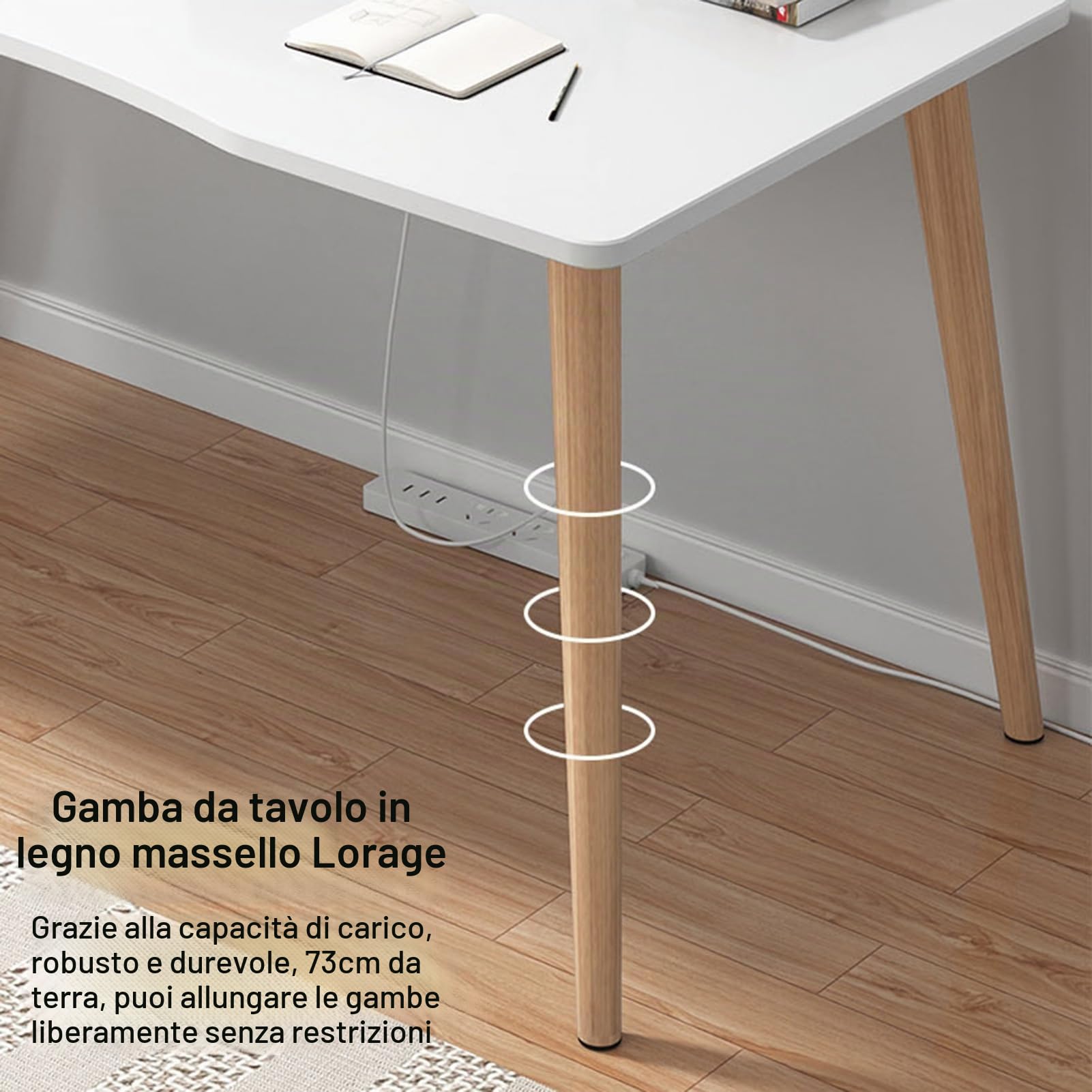 Scrivania Gaming e Postazione di Lavoro per Computer Portatile, Tavolo da Studio per Studiare, Scrivere, Lavorare - 100 x 60 cm, Bianca