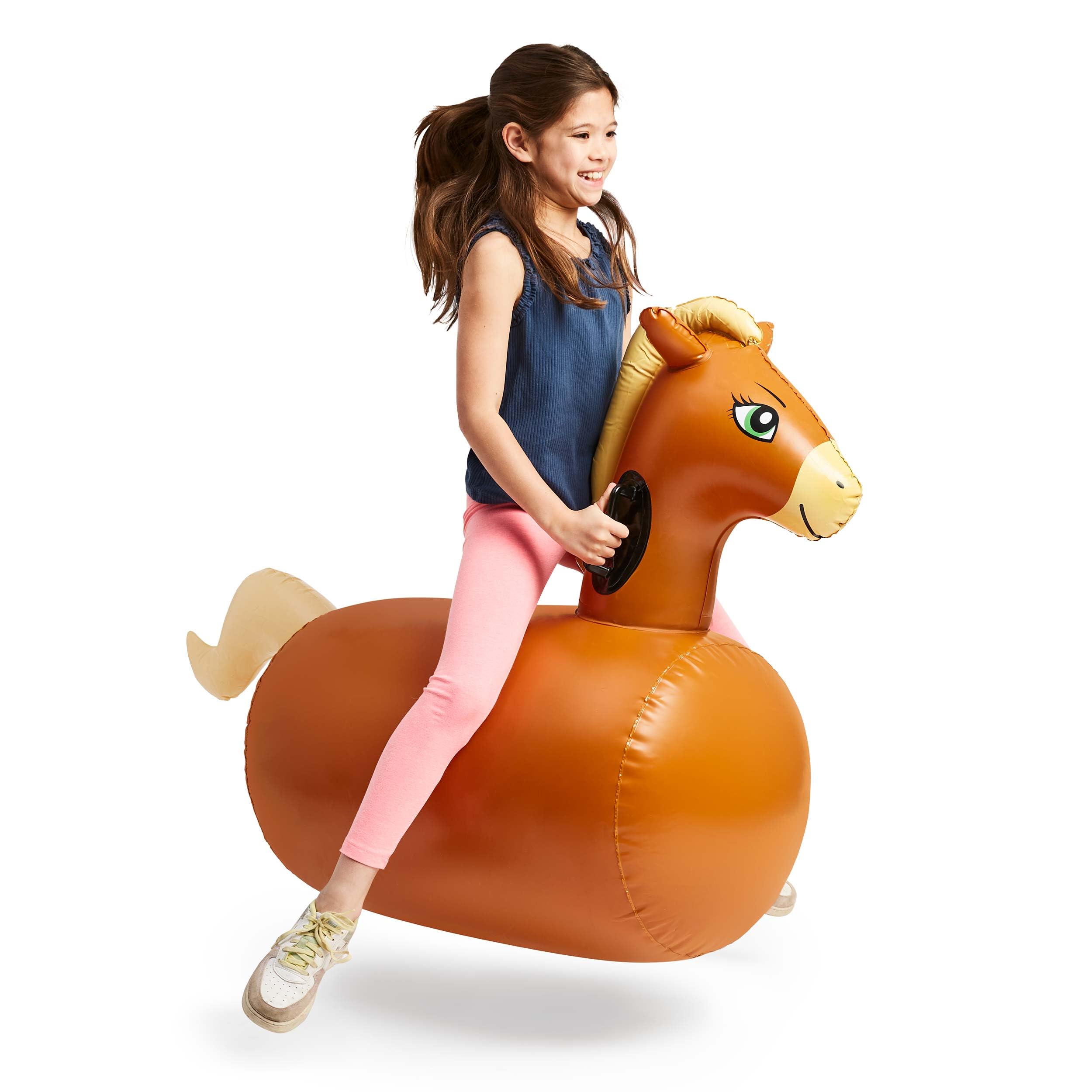 Hearthsong Hop N Go Inflatable Riding Bouncy Horse Hopping Toys for Kids Ages 5+ - Ride On Bouncer Animal Hopper Jumping Toys for Outdoor Games