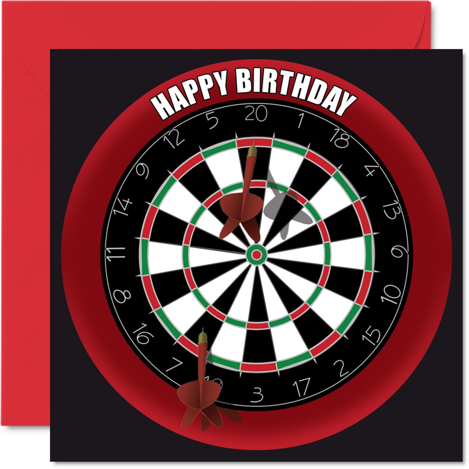 Fun 47th Birthday Cards for Men Woman - Dart Board - Happy Birthday Card for Dad Mum Brother Sister Grandad Nanny Grandma Uncle Auntie, 145mm Sports Darts Bday Greeting Cards
