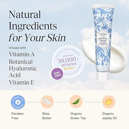 Miniatura 14 de Crema humectante de retinol para cara y ojos, uso de día y noche para antienvejecimiento, acné, arrugas; fabricada con ingredientes naturales y Sérum