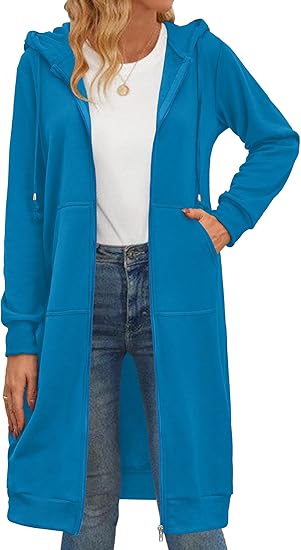 Zeagoo Women's Zip Up Hoodies Oversized Fleece Long Tunic Sweatshirts Casual Long Sleeve 2024 Fall Hoodie Jacket Coat