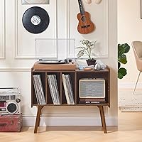 Vista 7 de Lerliuo Soporte para Tocadiscos con 4 Gabinetes que Sostiene Hasta 220 Álbumes, Soporte Grande para Tocadiscos con Patas de Madera de Haya, Mesa