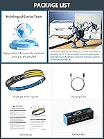 Vista 6 de Smiling Shark Linterna frontal LED, gran angular de 230°, 3 luces blancas, paquete de 2 unidades, la lámpara principal más brillante, recargable