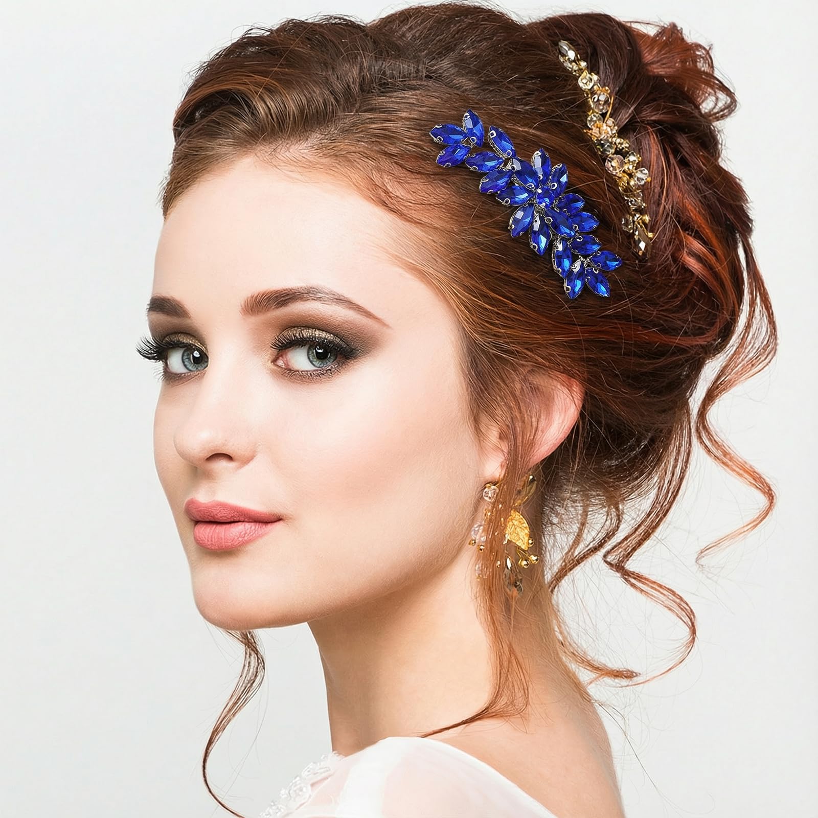 Ymapinc Peineta para el pelo con diamantes de imitación azules para mujer, para bodas, no y exquisita, regalo de cumpleaños para mujeres