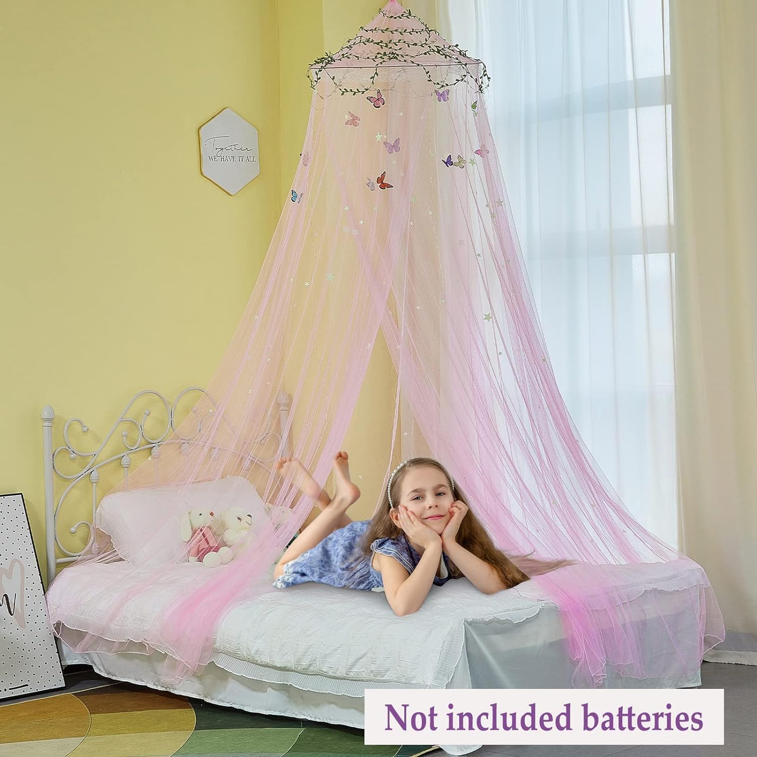 Ciel de Lit Bébé Enfants, Moustiquaire Rideau Baldaquin Dôme Princesse Tente de Lit, Déco Chambre Dressing Maison Jeux Jaune | Leroy Merlin