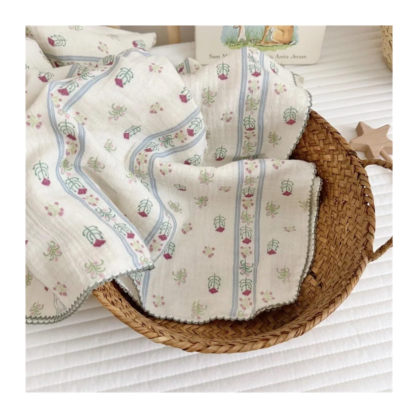 LPACXBYD Muslin Throw Blanket Cute Gauze Muslin Cotton Blanket Summer Floral Bath Towel Cozy Soft Throw Nap Cover Quilt Thin(Color4)