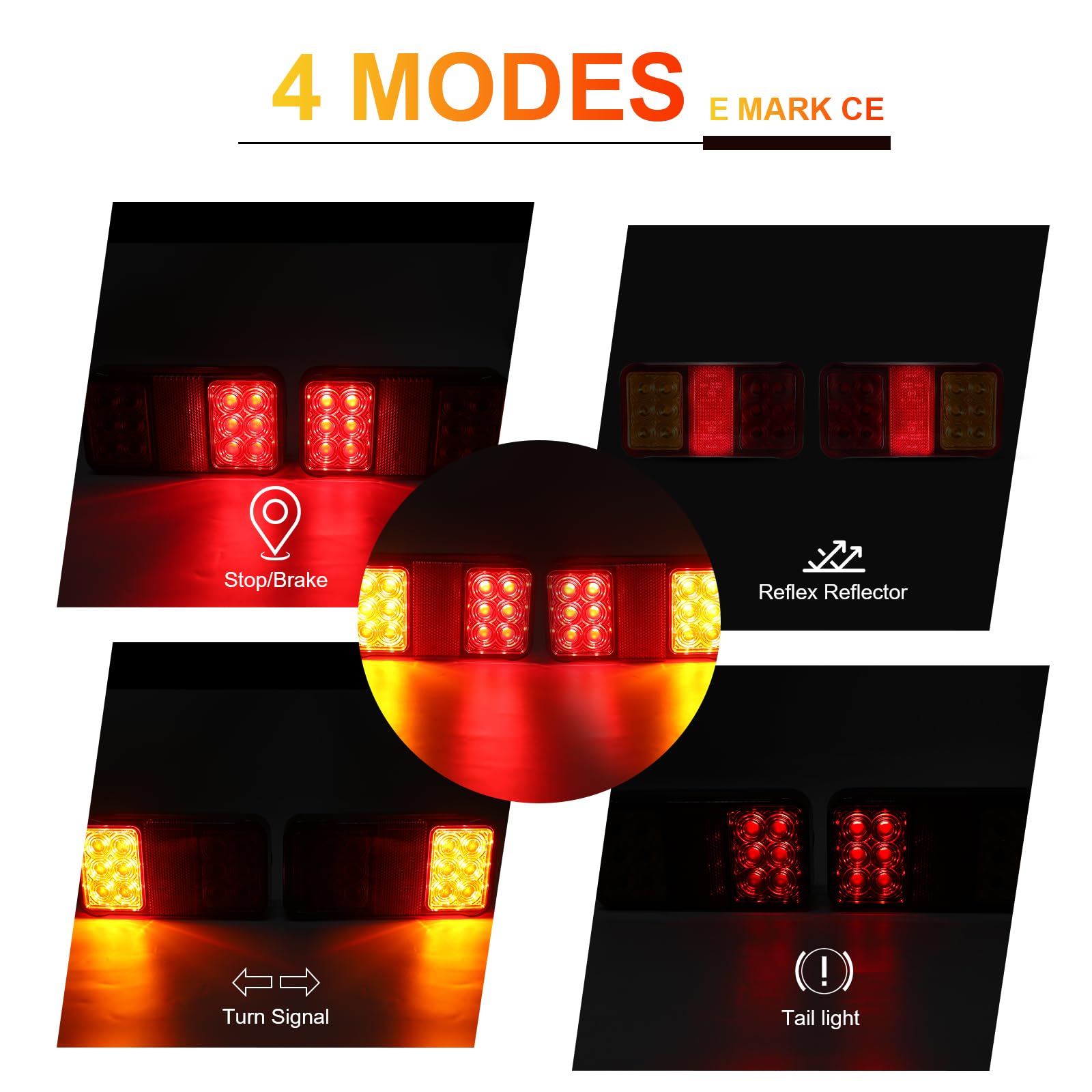 Luces Traseras LED para Remolque, Inalámbricas Magnéticas Impermeables de 12/24V, Iluminación para Remolque para Camiones, Caravanas, con Homologación ECE/EMV