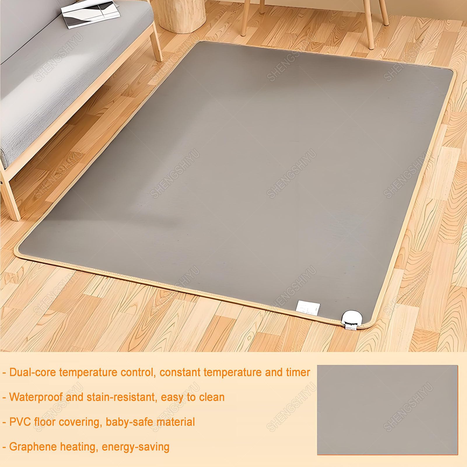 Riscaldamento sotto Tappeto,Tappeto Riscaldante,Temperatura Regolabile,Calore Circolante,PVC Tappeto Riscaldante Casa,Crea Uno Spazio Caldo per la Famiglia in Inverno 150×180cm