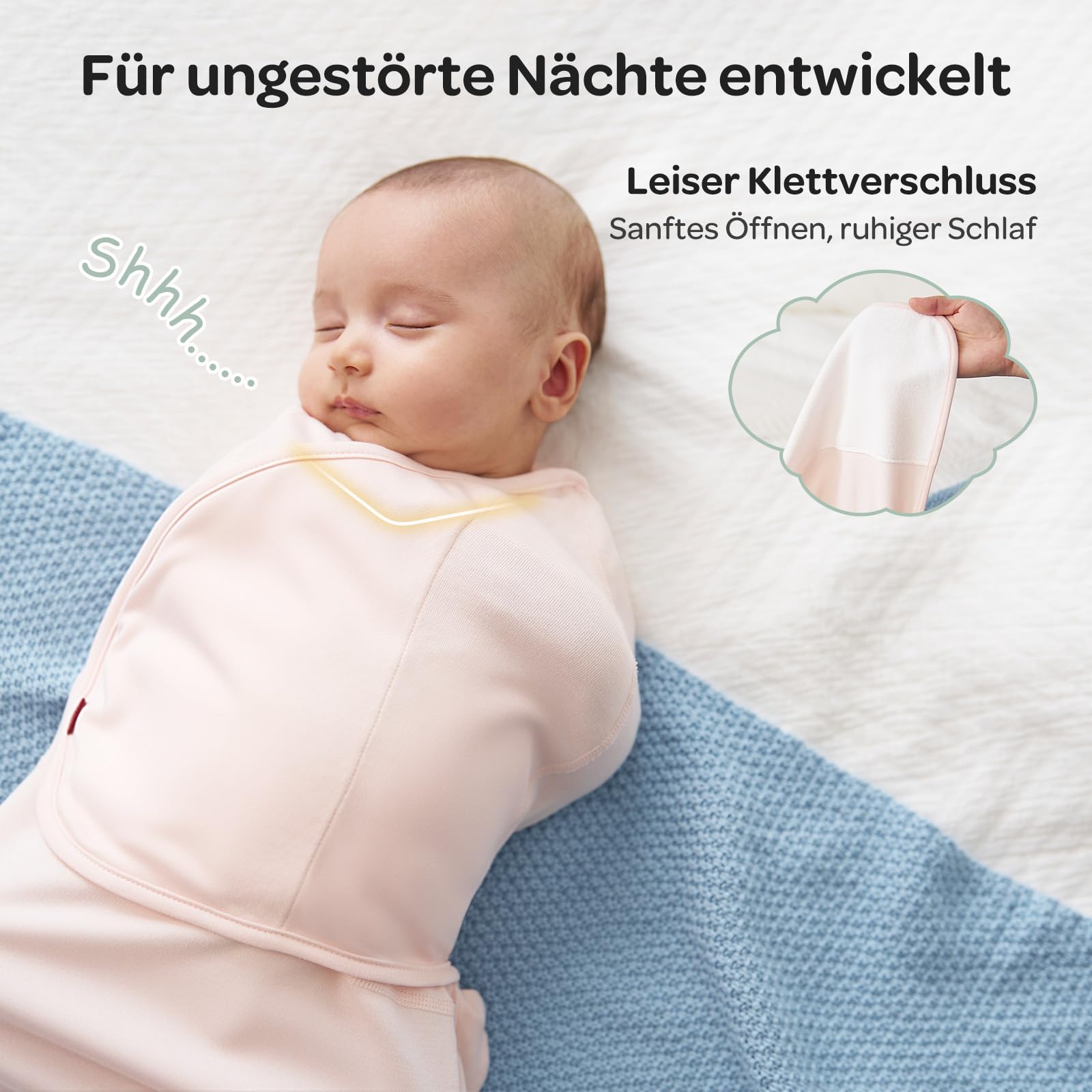 Momcozy Pucksack Baby 0-3 Monate, leiser Verschluss,Swaddle für frischgebackene Eltern, reduziert den Schreckreflex, unverzichtbar für Neugeborene 0-3 Monate, 2er-Pack,Rosa