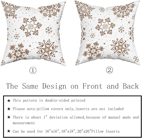 Miniatura 5 de Juego de 2 fundas de almohada verdes de Navidad de 18 x 18 pulgadas, diseño de copos de nieve de Navidad, decoración de vacaciones, fundas de