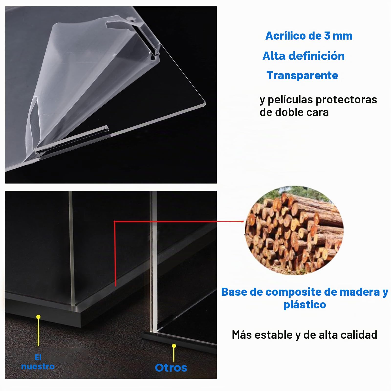 Vitrina Expositora Acrílica 3MM Transparente para Lego 21349 Gato Bicolor Naranja 21376 43020 11373 75398 10323 21347 43230 76463 76467 10358 77072 con Led, Interior Negro 25x25x40cm