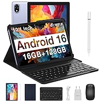 DOOGEE U10 Tablet 10 Pollici, Android 16 Tablet con Tastiera, 16GB RAM+128GB ROM (TF 2TB), WiFi 6, Widevine L1, 5060mAh, 8MP+5MP, BT5.0, Tablets con con Custodia, Mouse e Penna, Viola