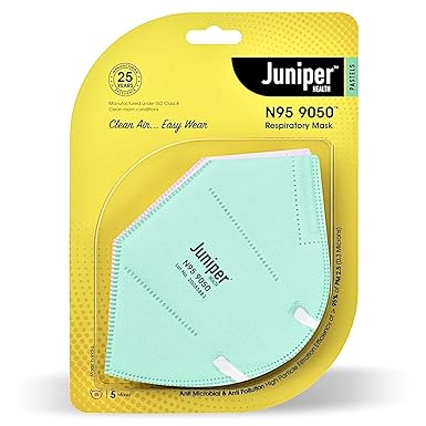 Juniper N95 Face Mask Non Woven Fabric Disposable 9050 Respiratory Mask ( Without Valve, Pack of 5) EN149 European standards approved, CE, ISO certified, for Unisex