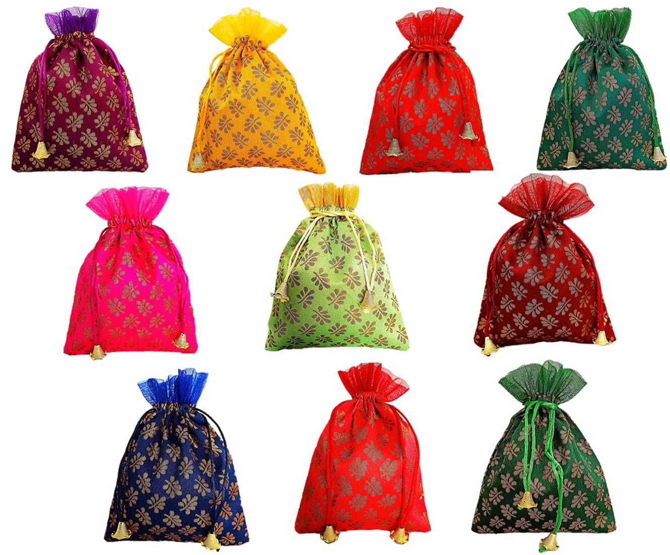 muccasacra Lambargini Festival & Wedding Gifting Multicolour Shagun 9" Pouch (pack of 10) Potli (B0B4HFBY2Z) Amazon Price History, Amazon Price Tracker