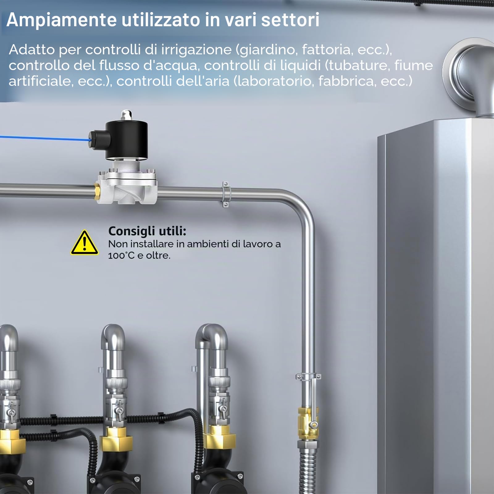 Elettrovalvola spinata in acciaio inox TAILONZ PNEUMATIC 1/2" BSP 12V per acqua, aria, combustibili, gas Tipo chiuso