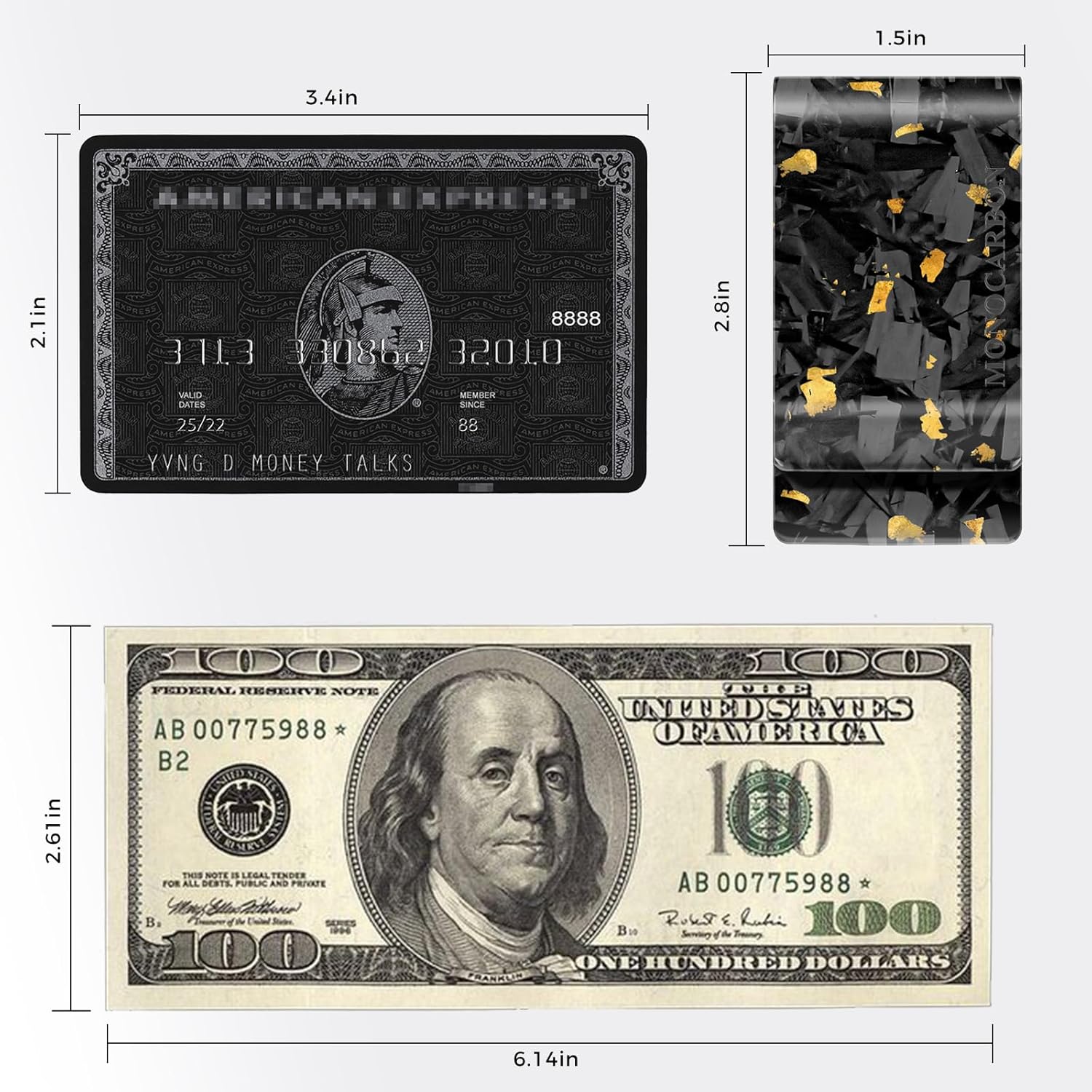 MONOCARBON Carbon-Fiber-Money-Clip-for-Men, Minimalist-Money-Holder for Cash, High Elastic Carbon-Fiber-Wallet, Slim and Durable - Image 3