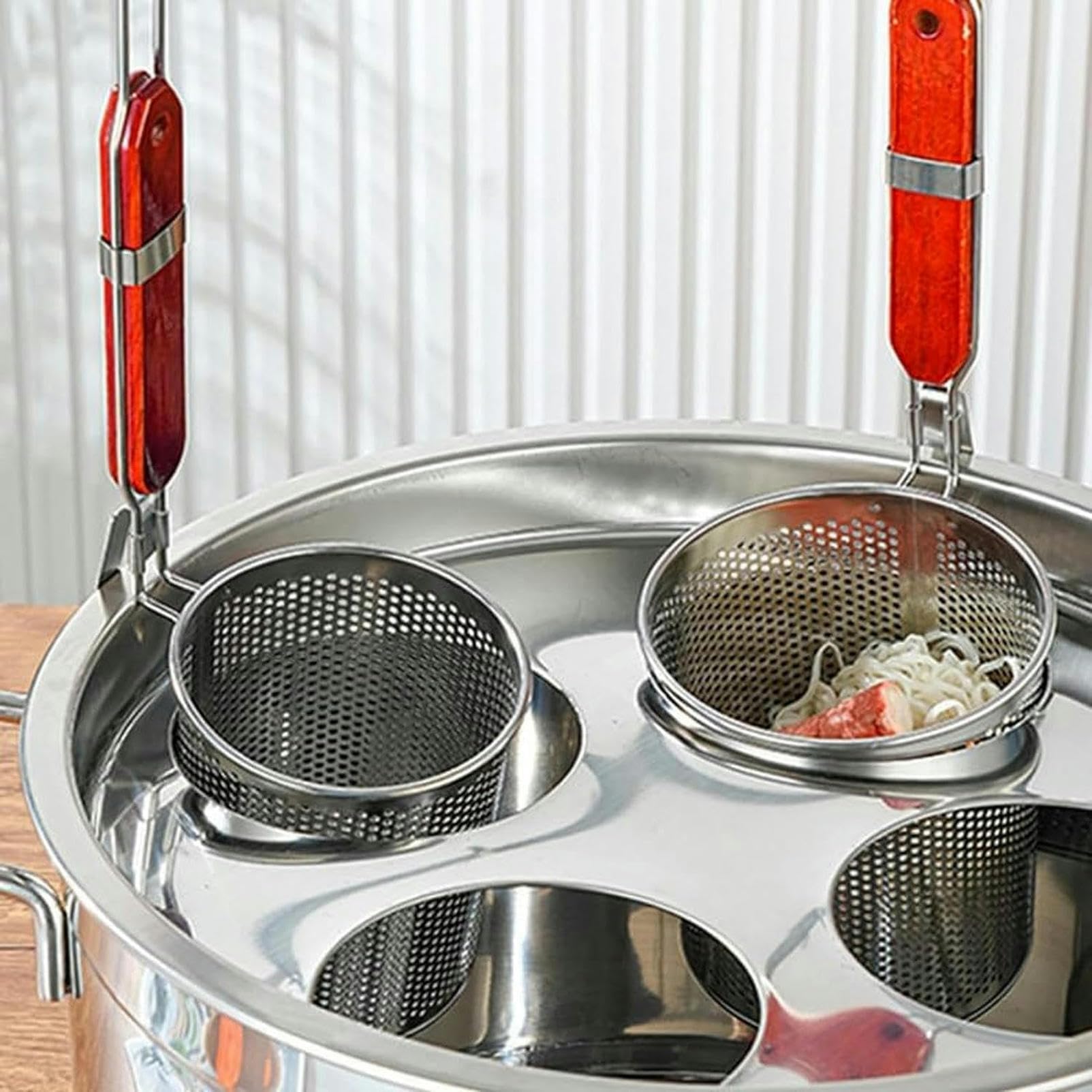 Pentola, Set Cuocipasta Multifunzionale in Acciaio Inossidabile con Cestello - Cuoci, Cuoci a Vapore e Scoli Senza Facilità - Perfetto per Pasta, Verdure e Altro, 4 Fori (Dimension