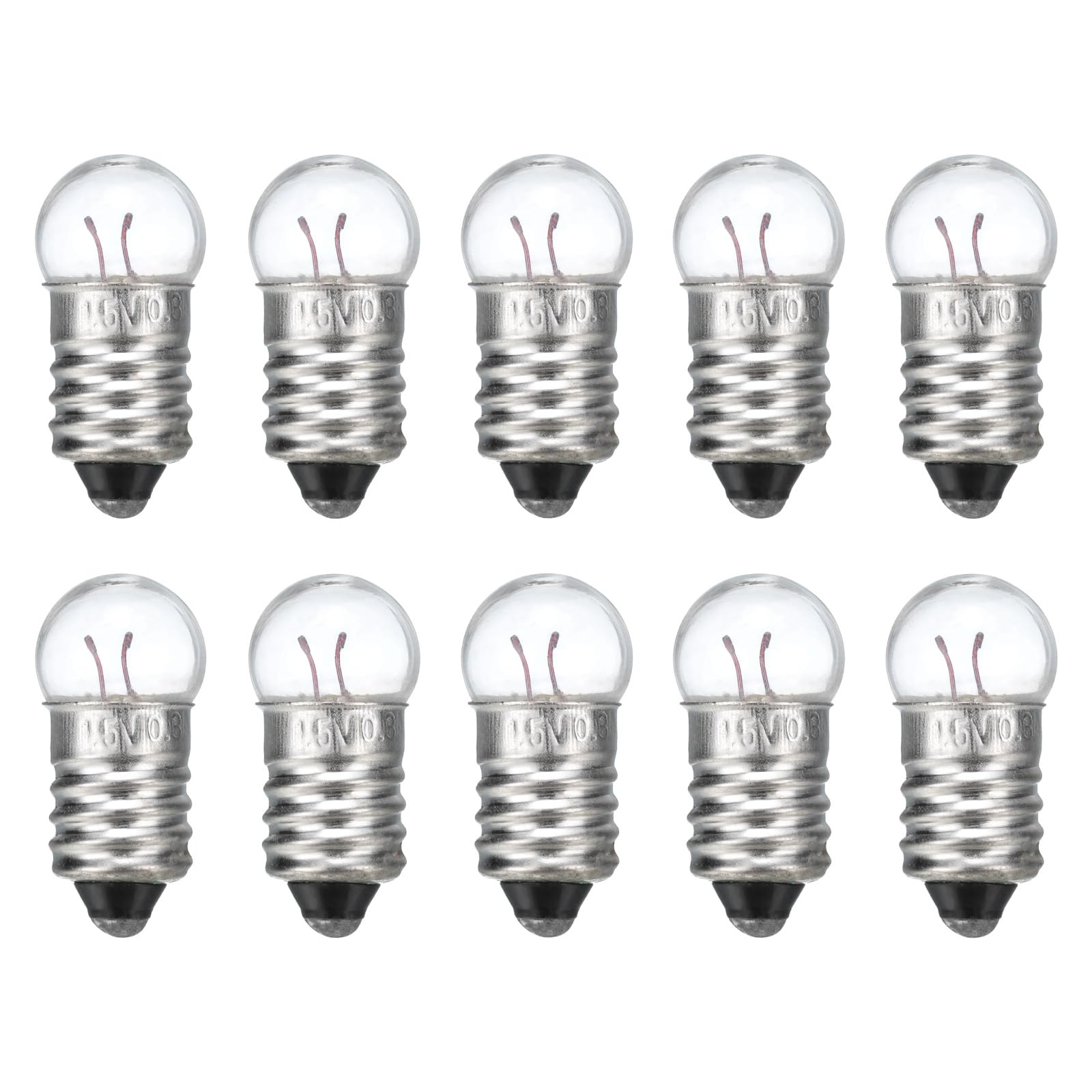 sourcing map 1.5V/0.3A E10 Mini Light Bulbs, 10Pcs Miniature Screw Bulbs Flashlight Bulbs for Scientific Experiment Lighting DIY Accessories, Warm Yellow Light