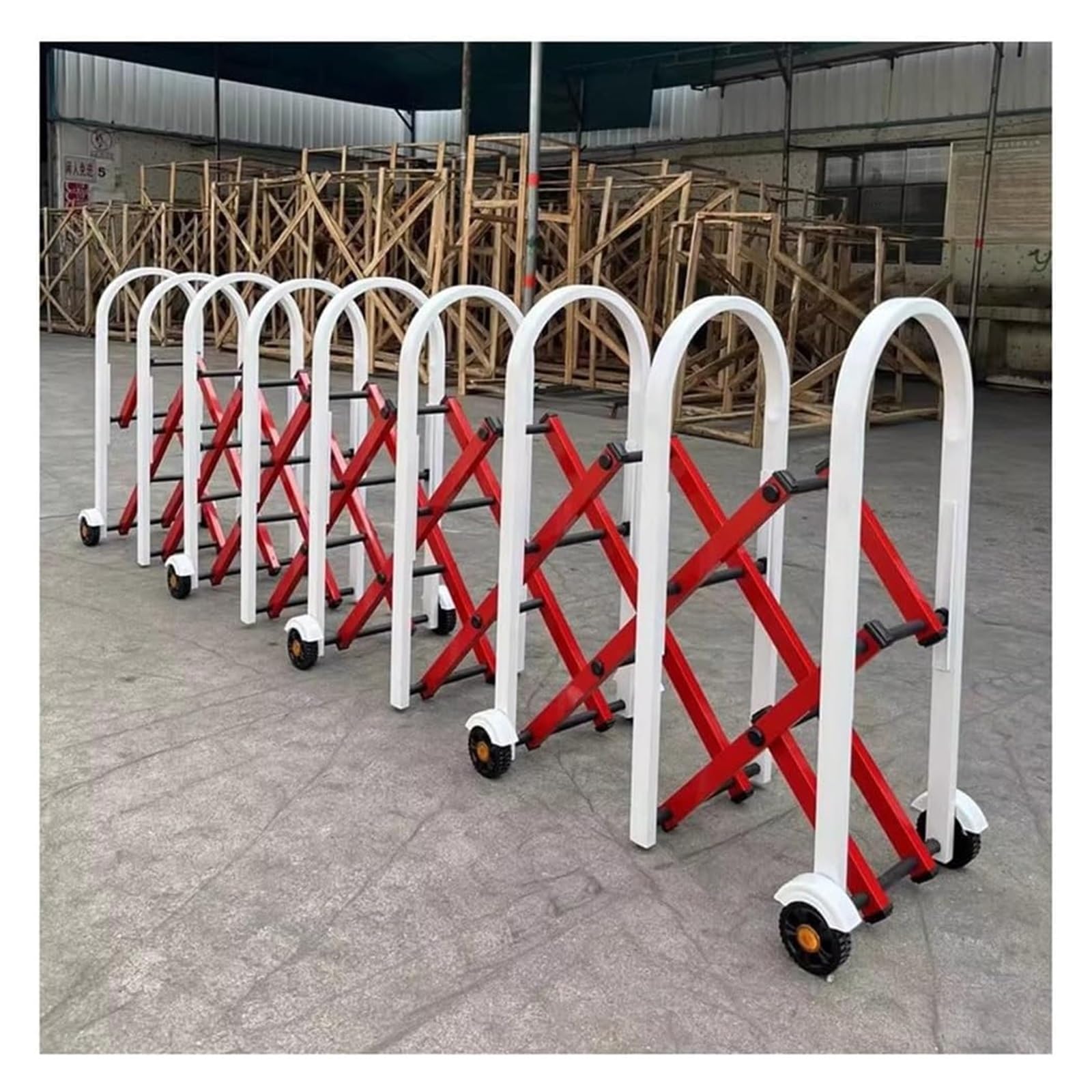 LWJSOCP Retractable Traffic FenceExpandable Metal Barricade with Wheels Mobile Security Barrier for Driveway Isolation Portable Red Barrier Gate (1.5x4m)