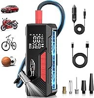 Aneson Cordless Tire Inflator 150PSI Portable Air Compressor Pump for Car Tires, Bike, Motorcycle, Balls - Dual Power, Auto Shutoff, LED Light