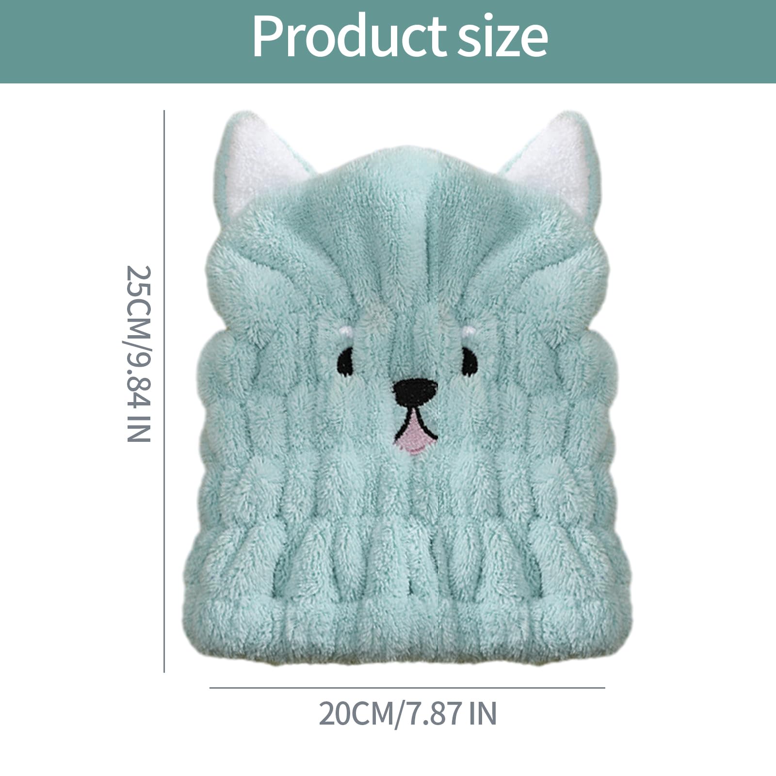 2 Pezzi Asciugamani per Asciugare Capelli Asciugamano per Capelli in Microfibra Super Assorbente con Gatto Coniglio Orecchio Cuffia per Capelli Asciutti per Donne Ragazza Capelli Asciugamano Turbante